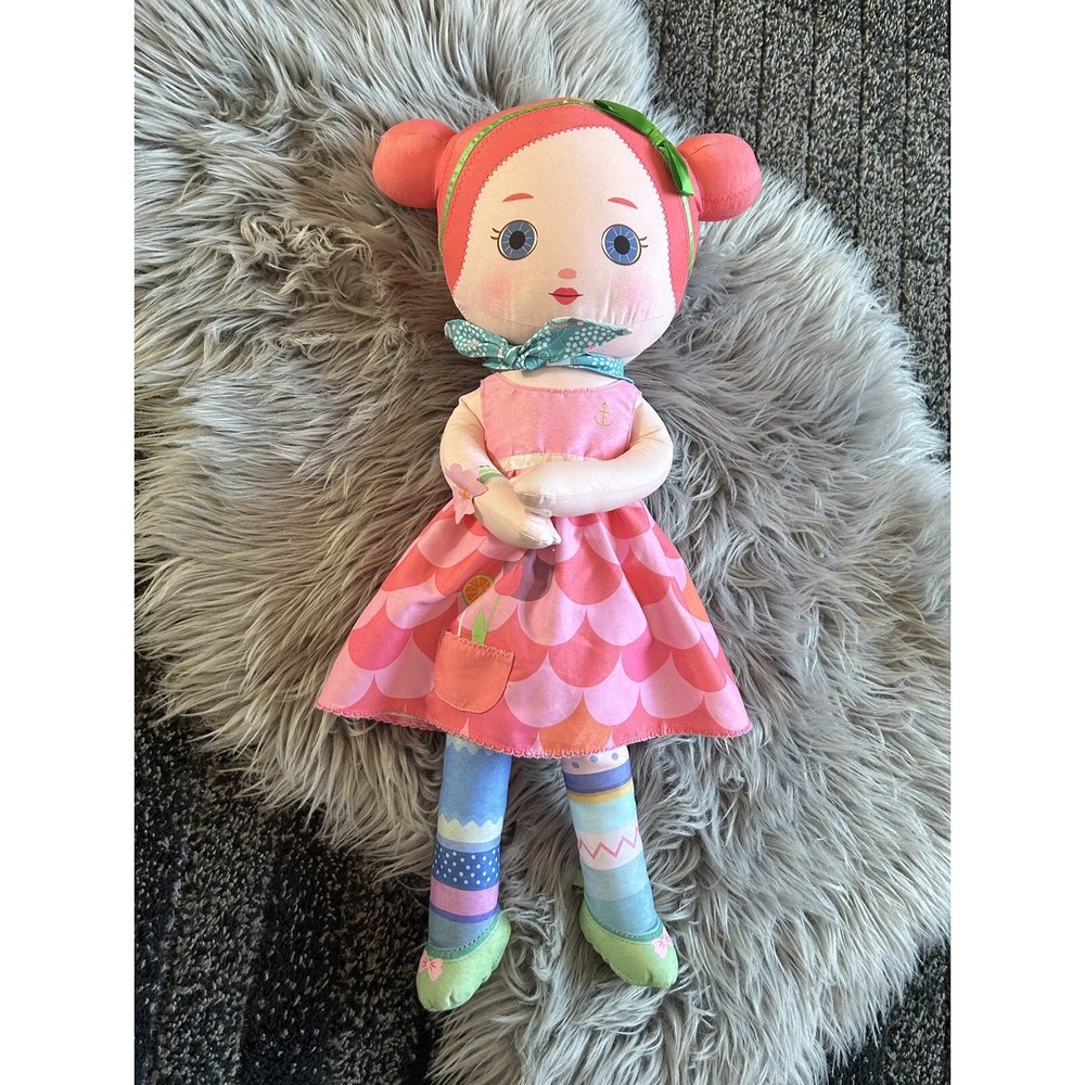 Zapf‎ Creations Mooshka Doll Plush Stuffed Toy Pink Green Bow Flowers Anchor
